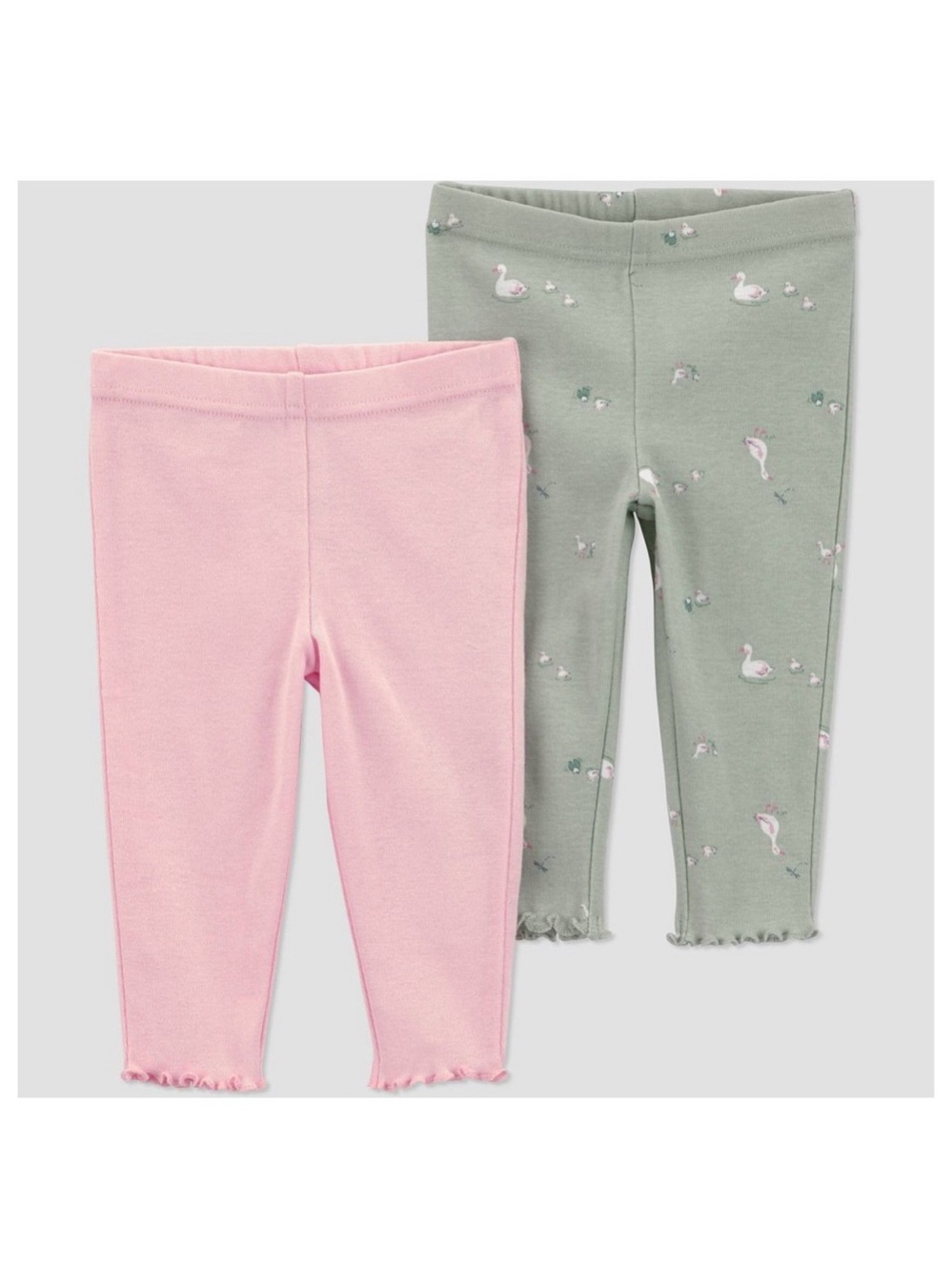Baby Girl 2pc Duck on green pants and Pink leggings
